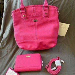 NWT Thirty-One JEWEL Pink Purse, strap and wallet